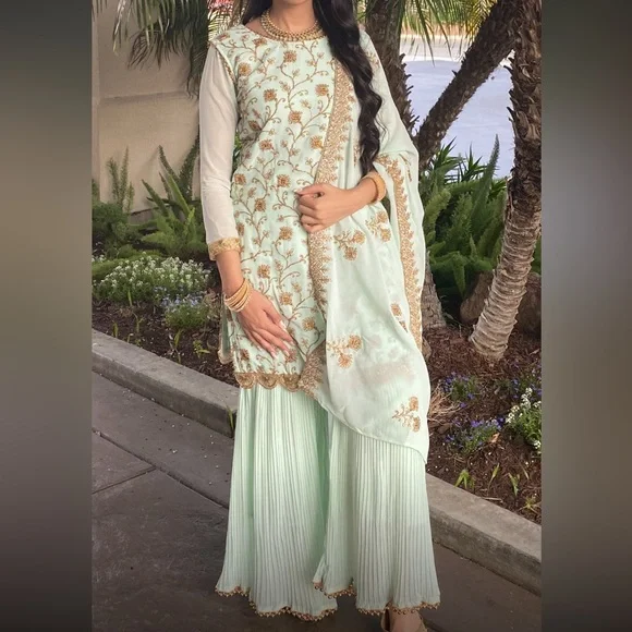 Mint Green Sharara - Picture 3 of 13